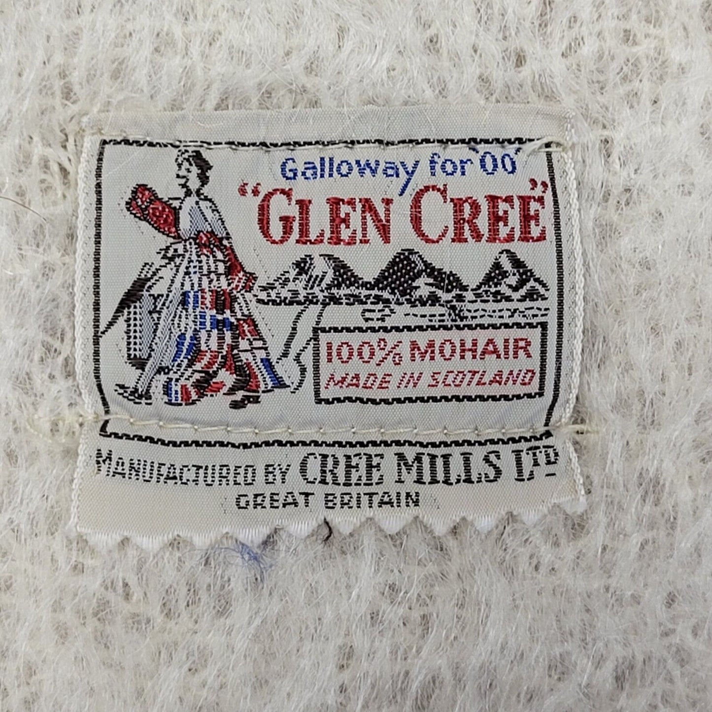 Glen Cree Vintage 80s  Cream Mohair Rectangle Scarf Uk Women's 60'' X 18''