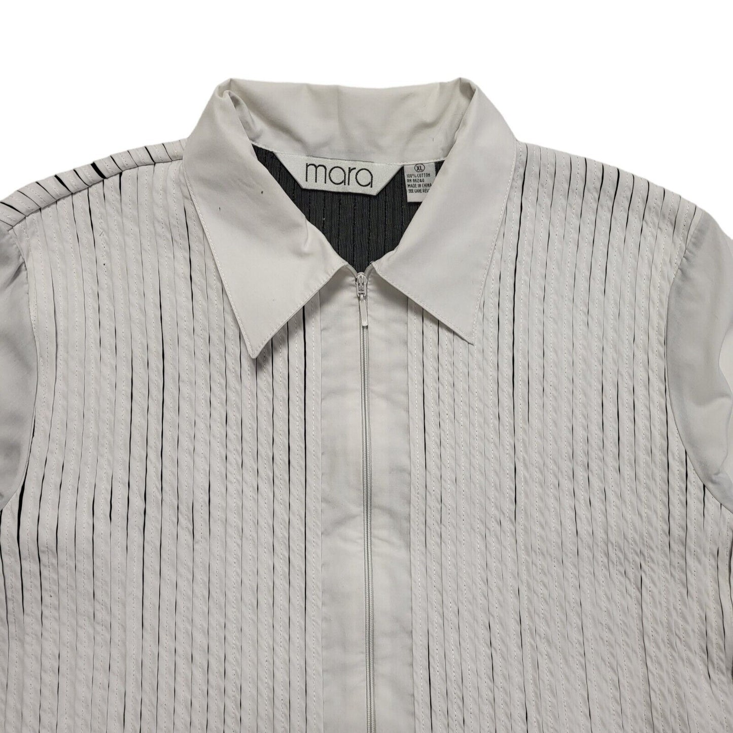 Mara Y2k White Zipped 3/4 Sleeve Shirt Uk Women's Size XL