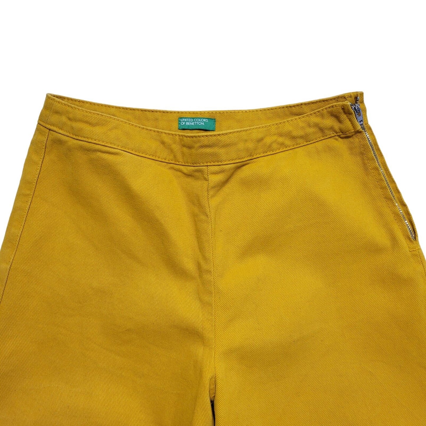 United Colors Of Benetton 80's Yellow Wide Leg Jeans Womens UK 6 W24 L33