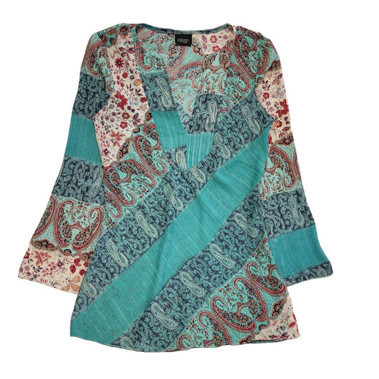 Krisp Vintage 90s Green & Red Floral Long Sleeve Blouse Womens UK 12