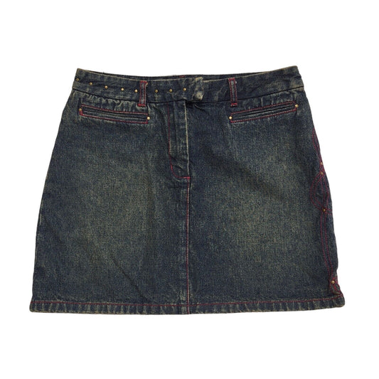 Jasper Conran Vintage 90's Dark Blue Short Denim Skirt Uk Women's Size 10 W28