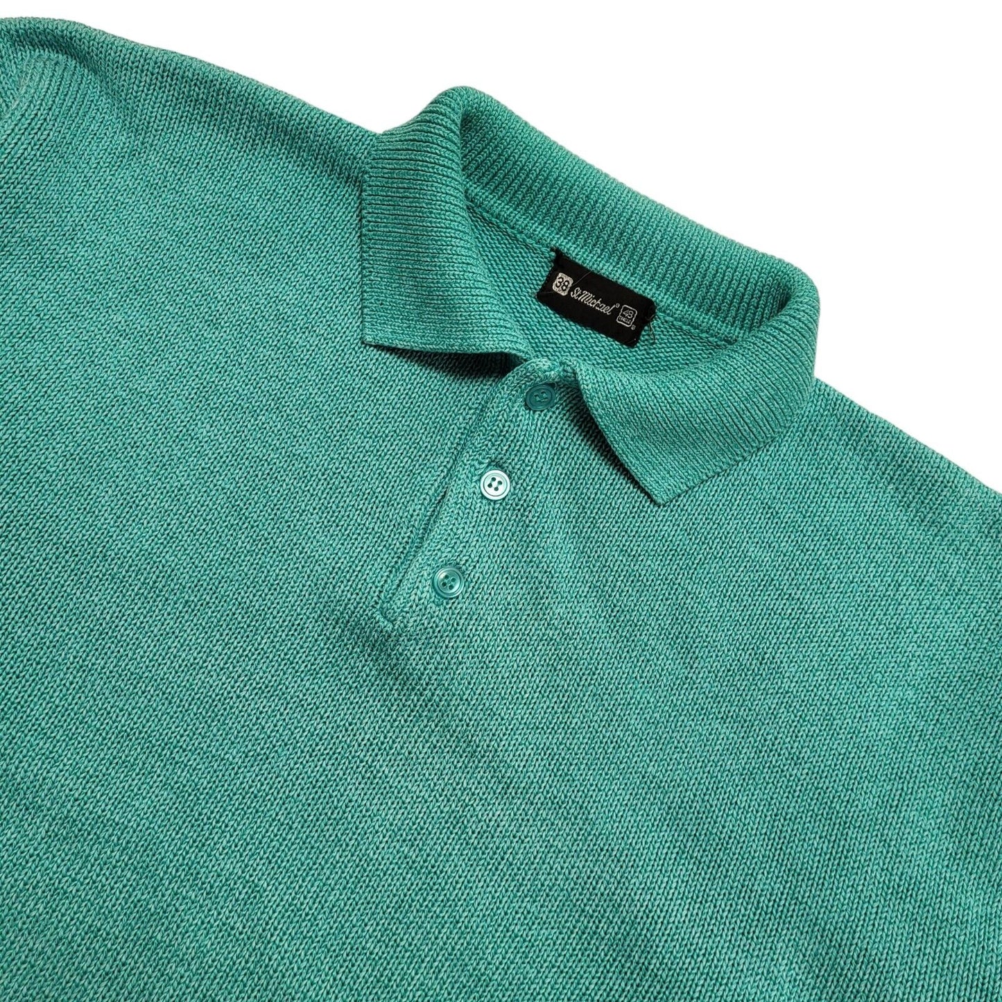 St Michael 80's Teal Collared Knit Jumper UK Women's Size 10