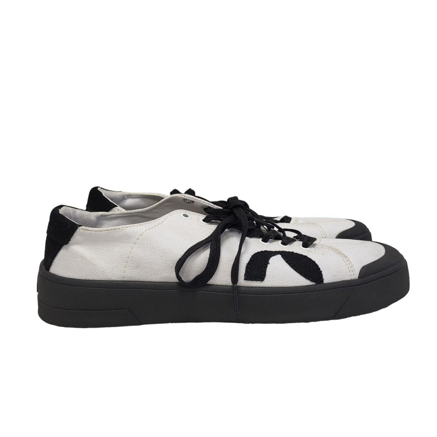Roscomar White Black Canvas Casual Trainers Men's  Uk Size 8