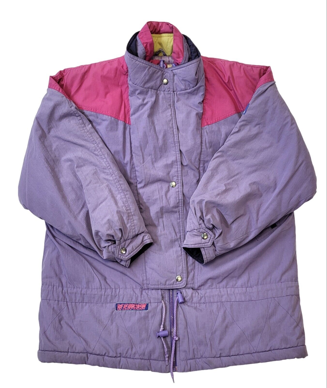 Mono Vintage 80's Purple, Pink & Yellow Ski Snow Jacket Womens UK 14 EU 42