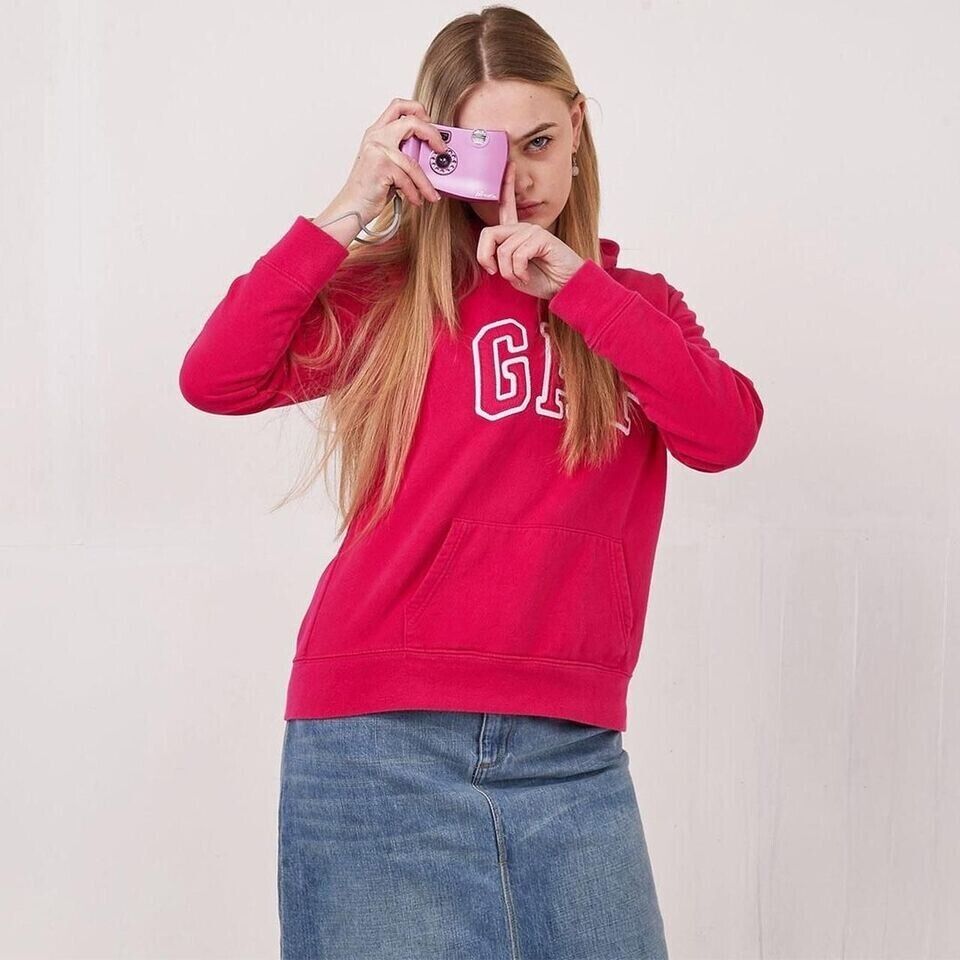 Gap Vintage Y2K Pink Pullover Hoodie Womens UK Size M