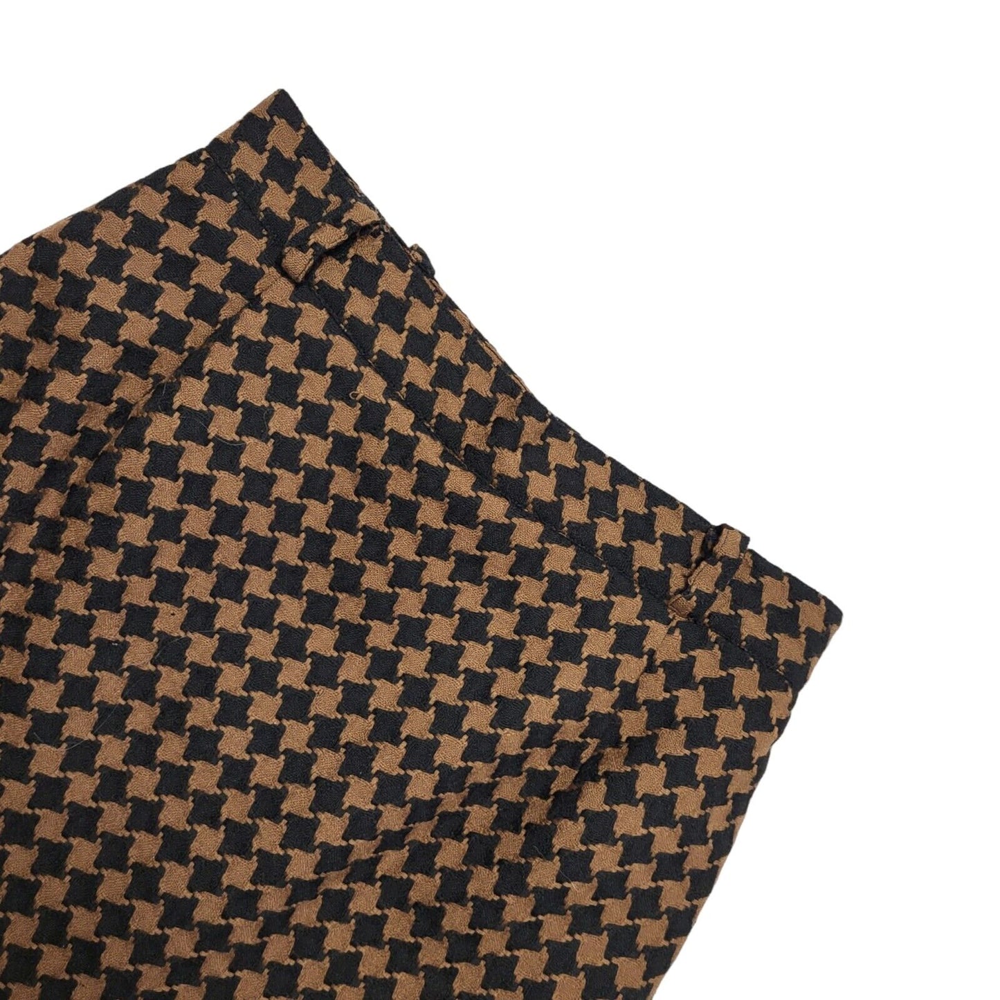 Whimsy Vintage 80's Brown & Black Houndstooth Straight Skirt Women's UK 14 W28