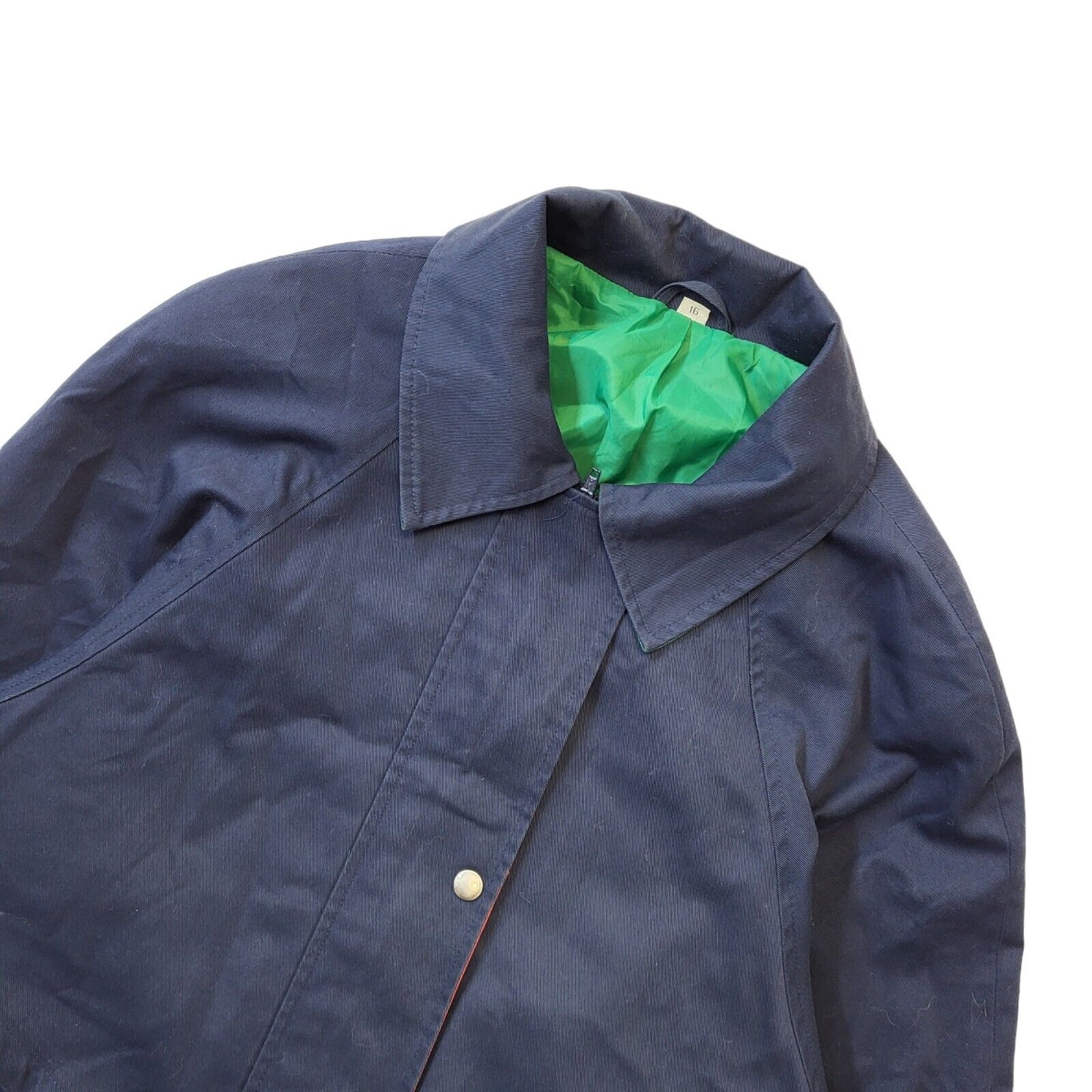 Evans Vintage 90s Navy Zip & Snap Fasten Longline Coat Uk Women's Size 16