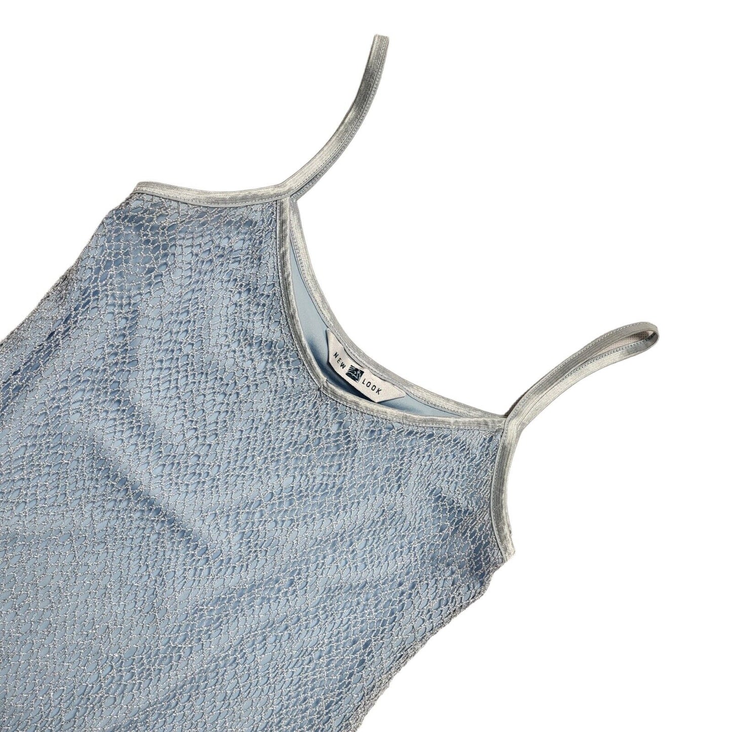 New Look Vintage 80's Blue Strap Body Con Tassle Dress Womens UK 12