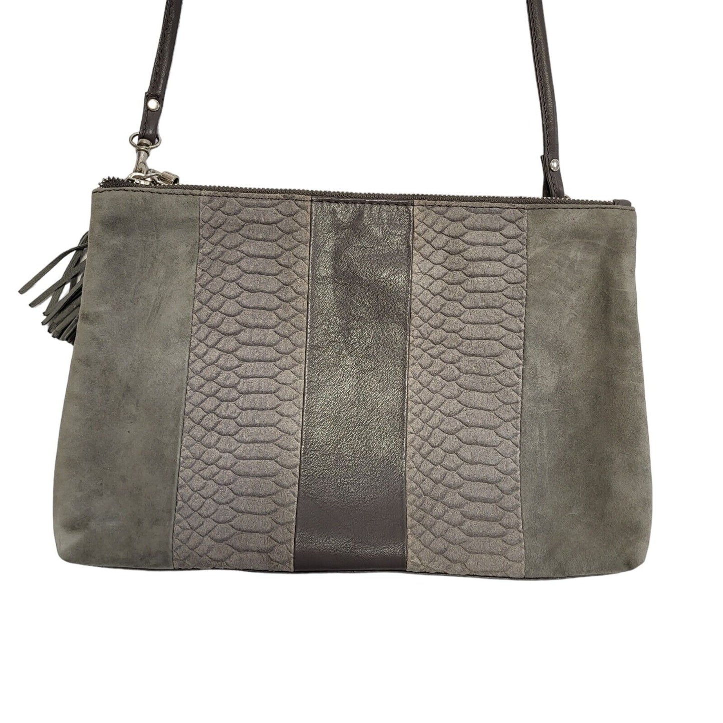 Jones Acid Grey Leather Cross Body Shoulder Bag Women's Size 11.5" x 8"