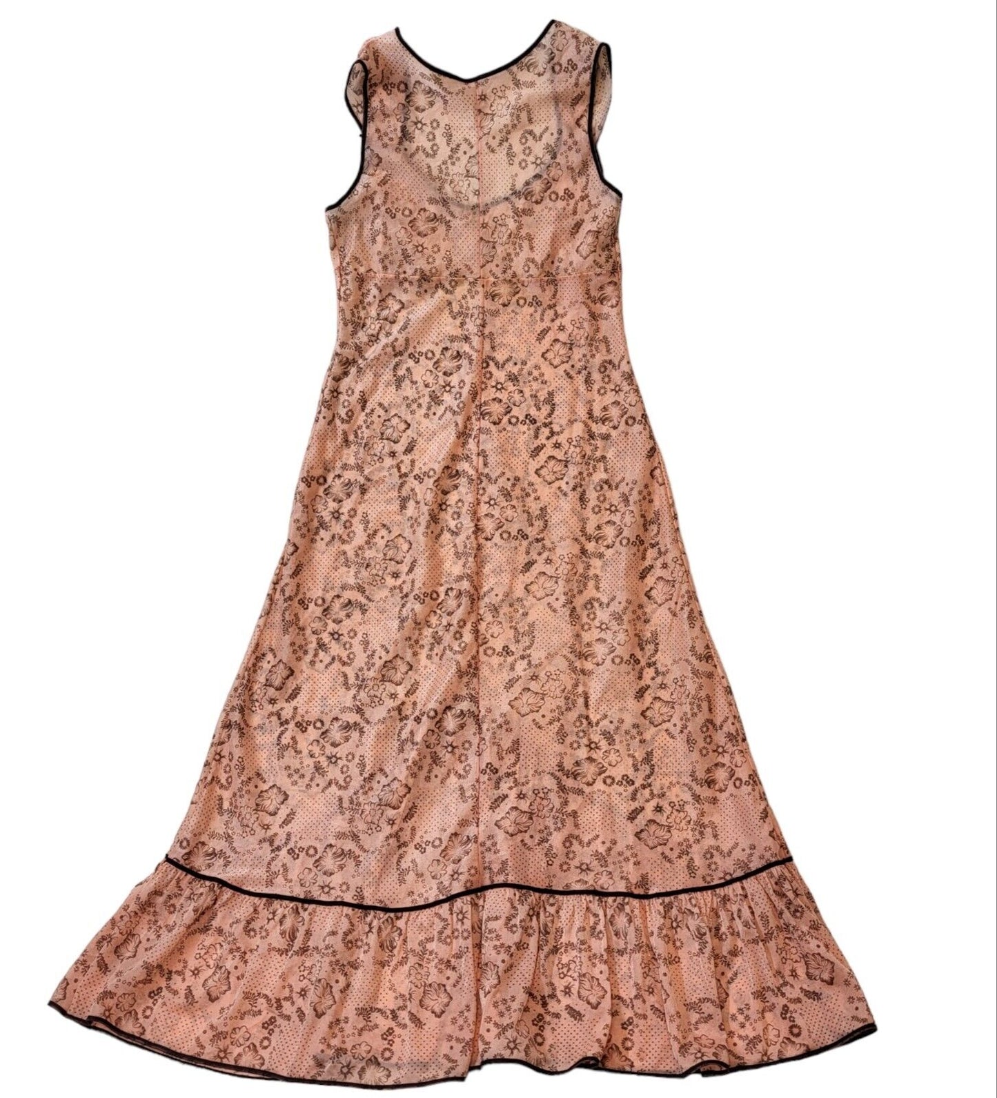 70s Vintage Pink Patterned Nightie Maxi Dress Women's Size 8