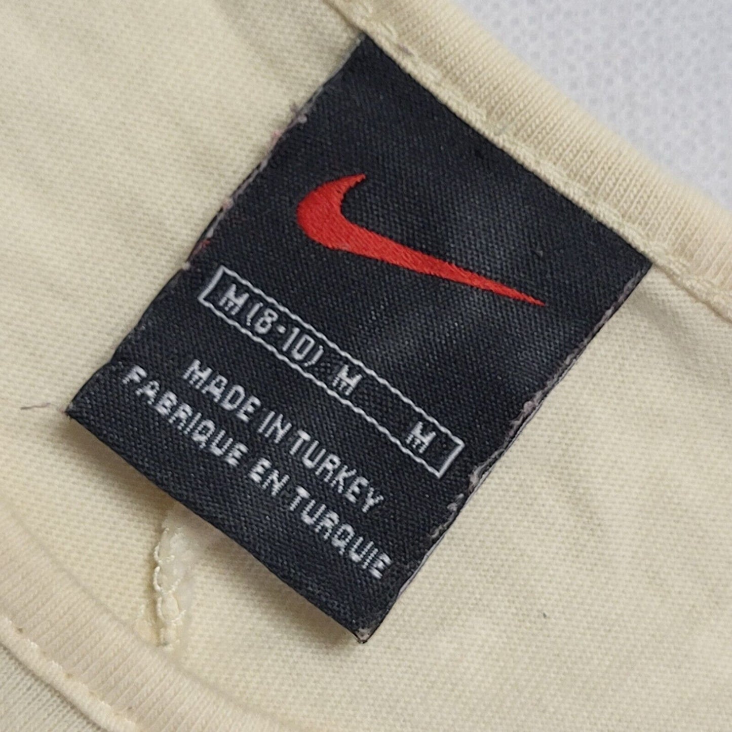 Nike 90s Vintage Beige Round Neck T-Shirt Uk Women's Size Medium
