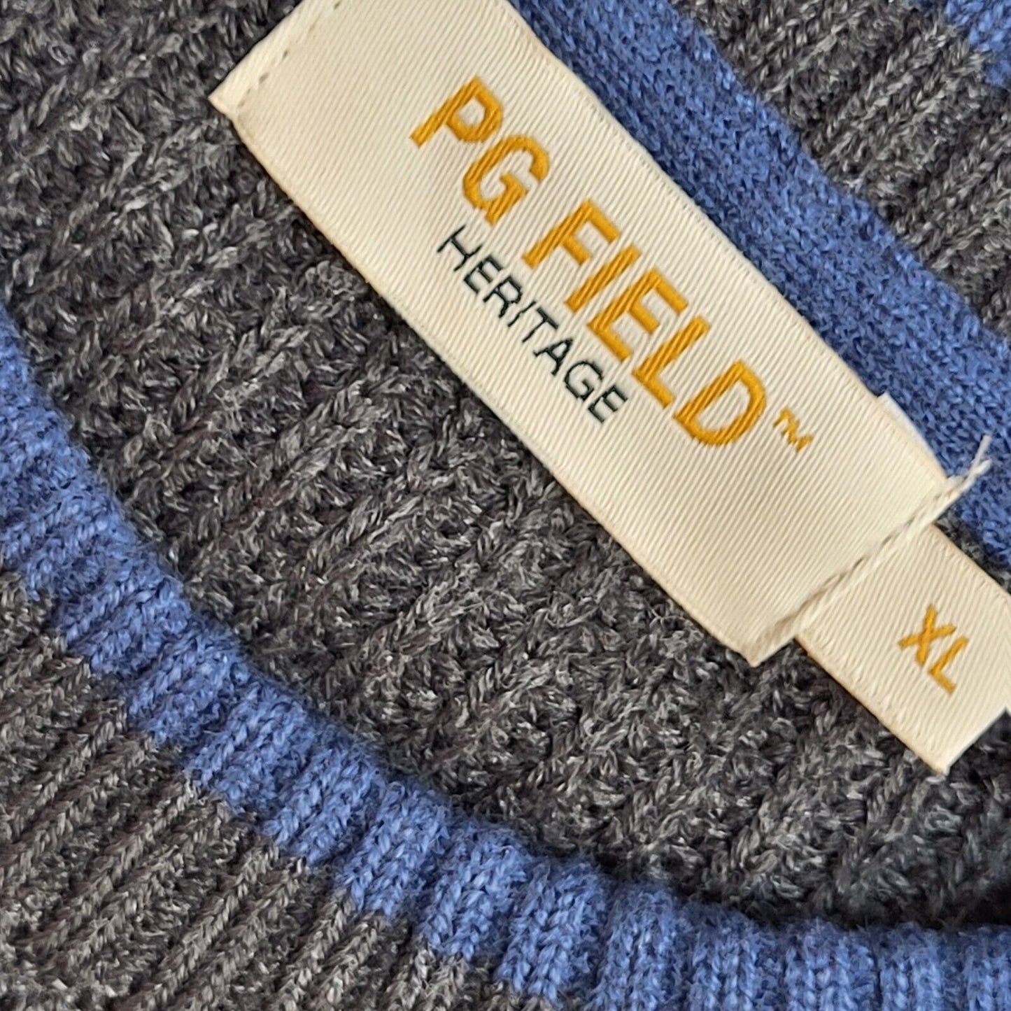 PG Field Grey Striped Round Neck Vintage 90's Jumper Men's UK XL