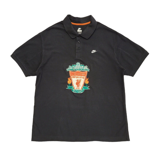 Nike Liverpool FC Vintage 90's Black Sports Short Sleeve Polo Shirt Uk Men's XL