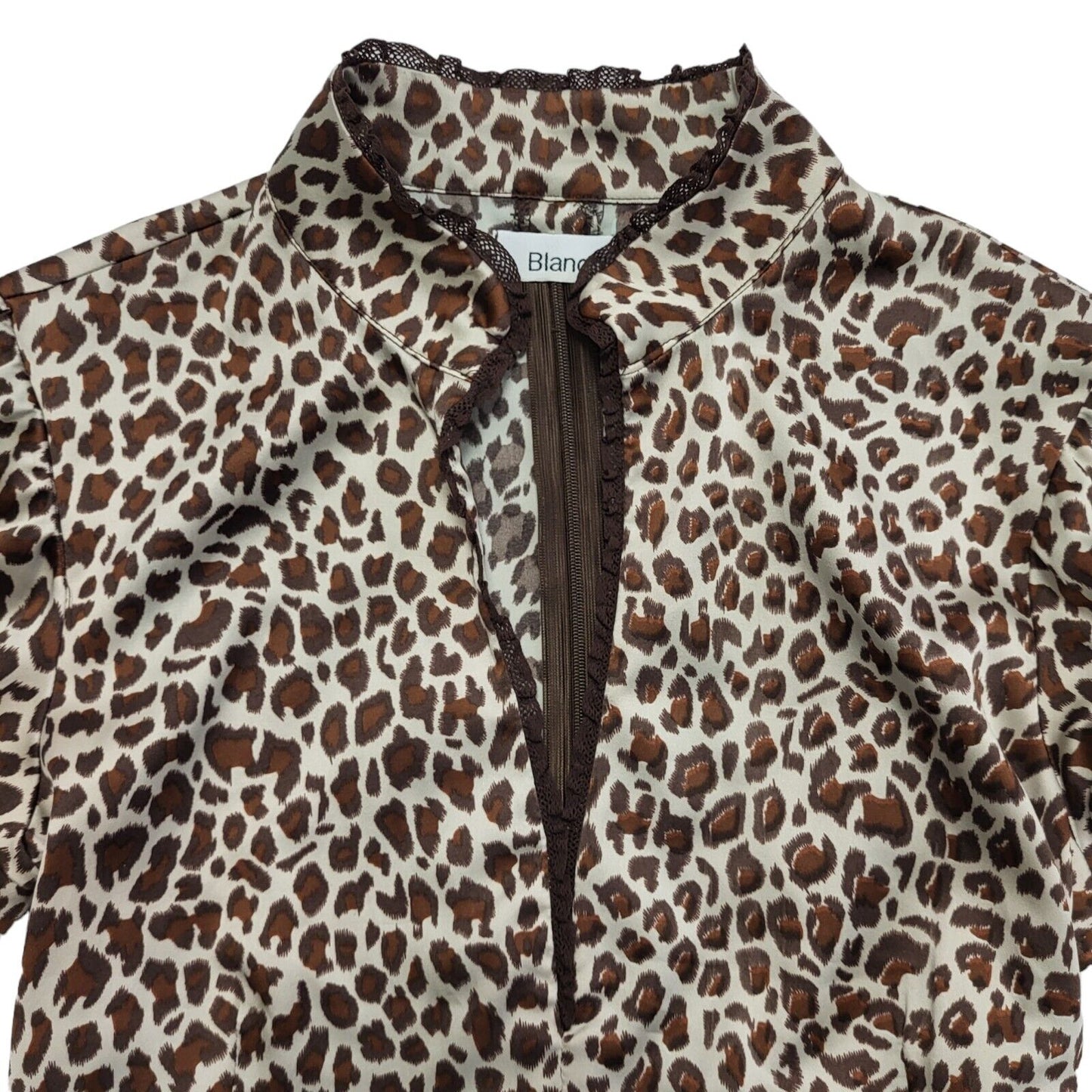 Blanco Y2K V-Neck Leopard Print Blouse Womens UK Size 12