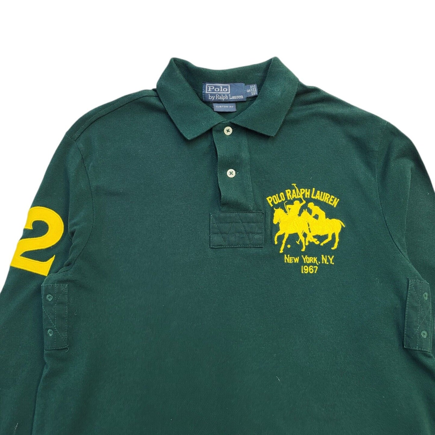 Ralph Lauren 90s Vintage Green Long Sleeve Polo Shirt Men's Size S