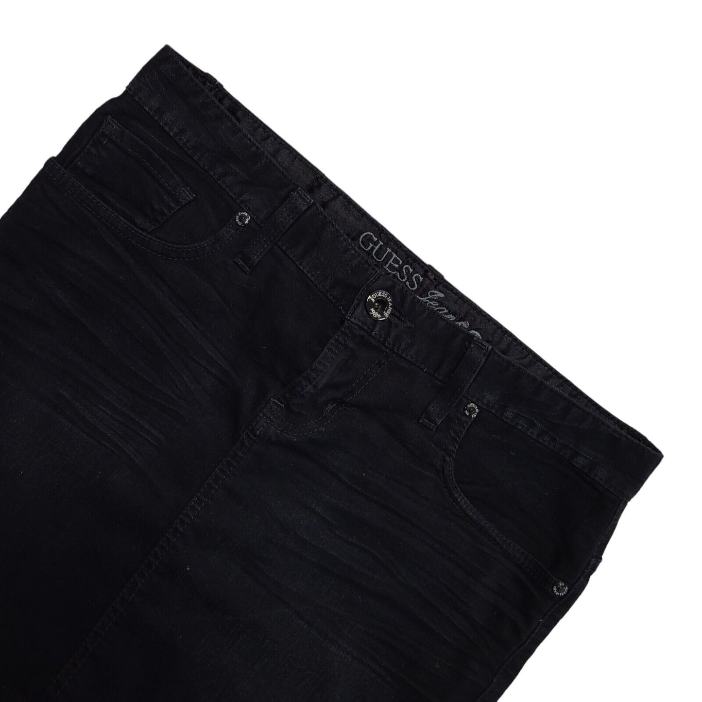 Guess Black Denim Mini Skirt Uk Women's Size 12 W30