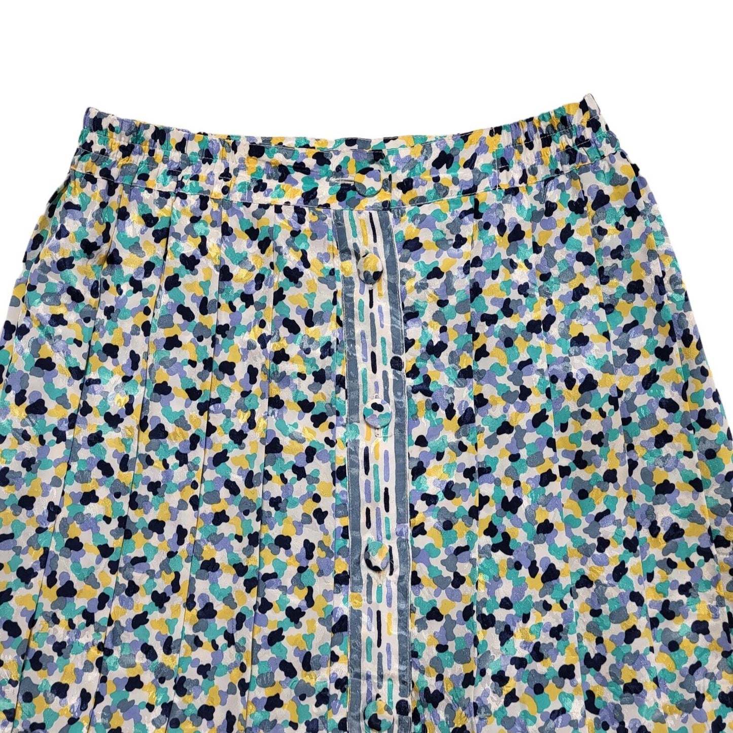 Lilet Paris Vintage 80's Multicoloured Retro Button Front Skirt Womens UK 12