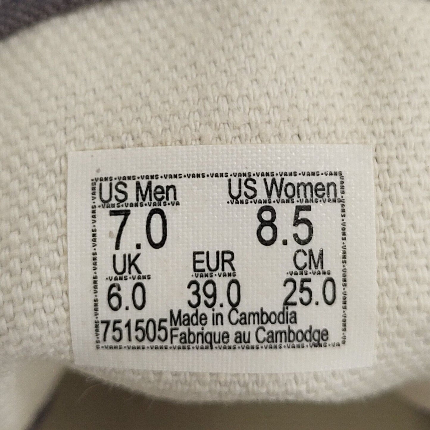Vans Grey White Lace-up Sports Casual Women's Trainers Uk Size 6