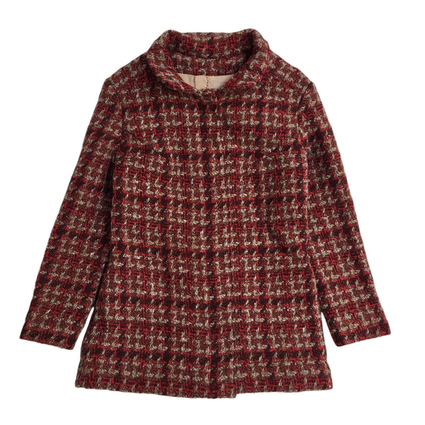 Vintage 90s Pink Button Check Wool Jacket Uk Women's Size Medium