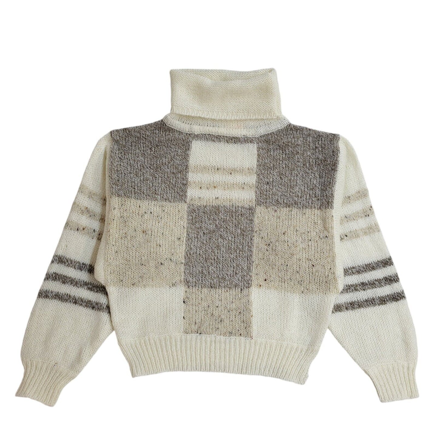 Additions Vintage 90's Cream & Grey Roll Neck Jumper UK Women's Size 10/12