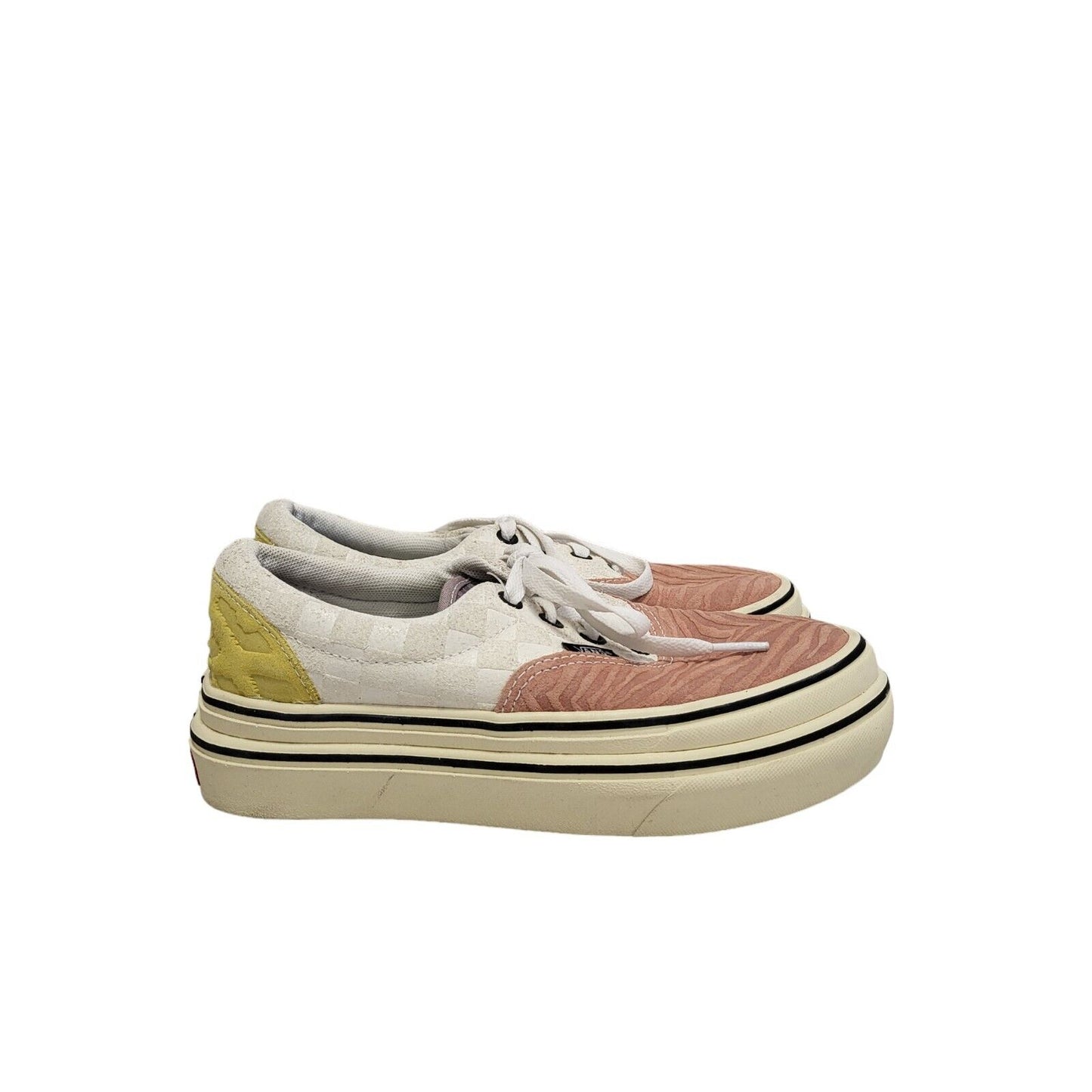 Vans Platform White Pink Lace-up Rubber Sole Trainers Women's UK 3 Eu 35