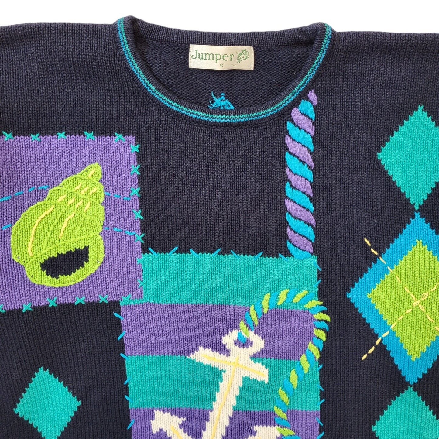 90s Vintage Nautical Jumper Women's Size S Eu 36