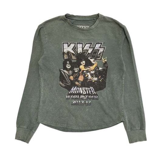 Kiss Vintage 90's Monster World Tour 2012-13 Green Sweatshirt Uk Men's Size M