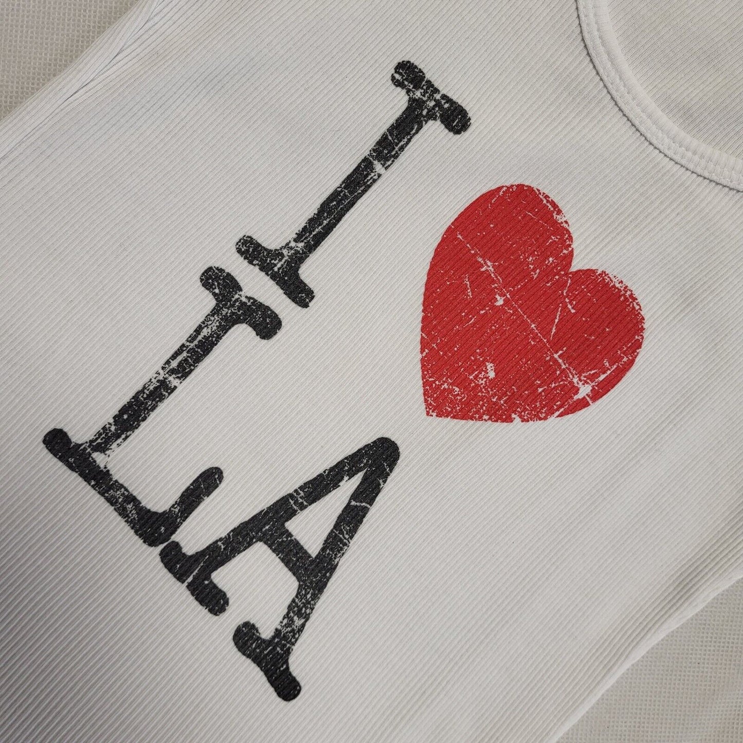 Sweet Girl Vintage 90's White I Love LA Sleeveless Tank Top Womens Size M