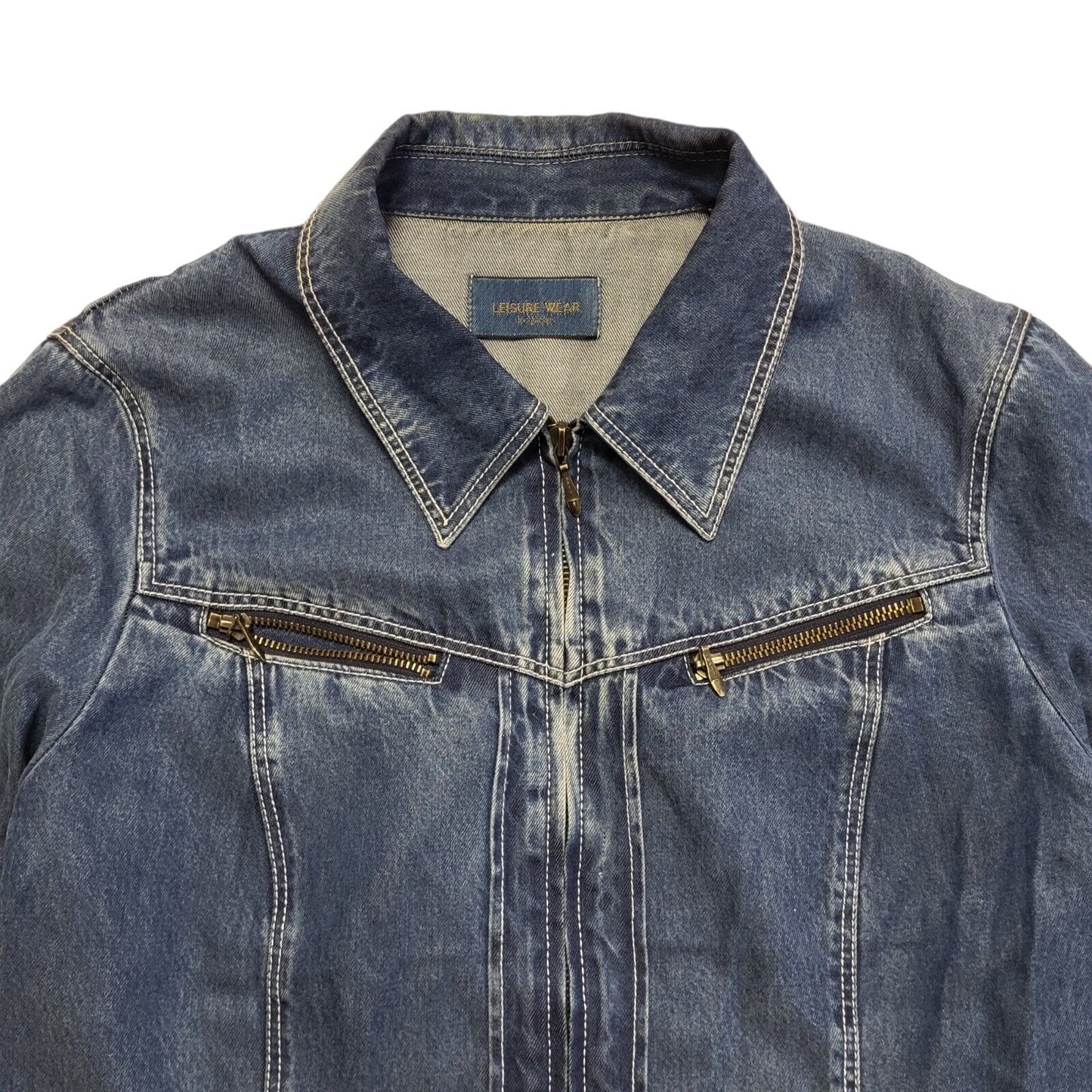 Leisure Wear Vintage 90's Blue Full Zip Denim Jacket Womens UK Size 14