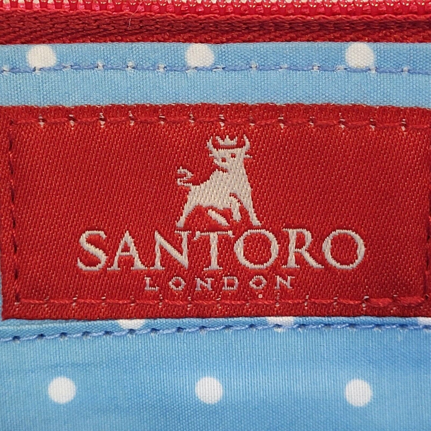 Santoro White Red Blue Fabric Leather Shoulder Bag Uk Women's 12" x 9"