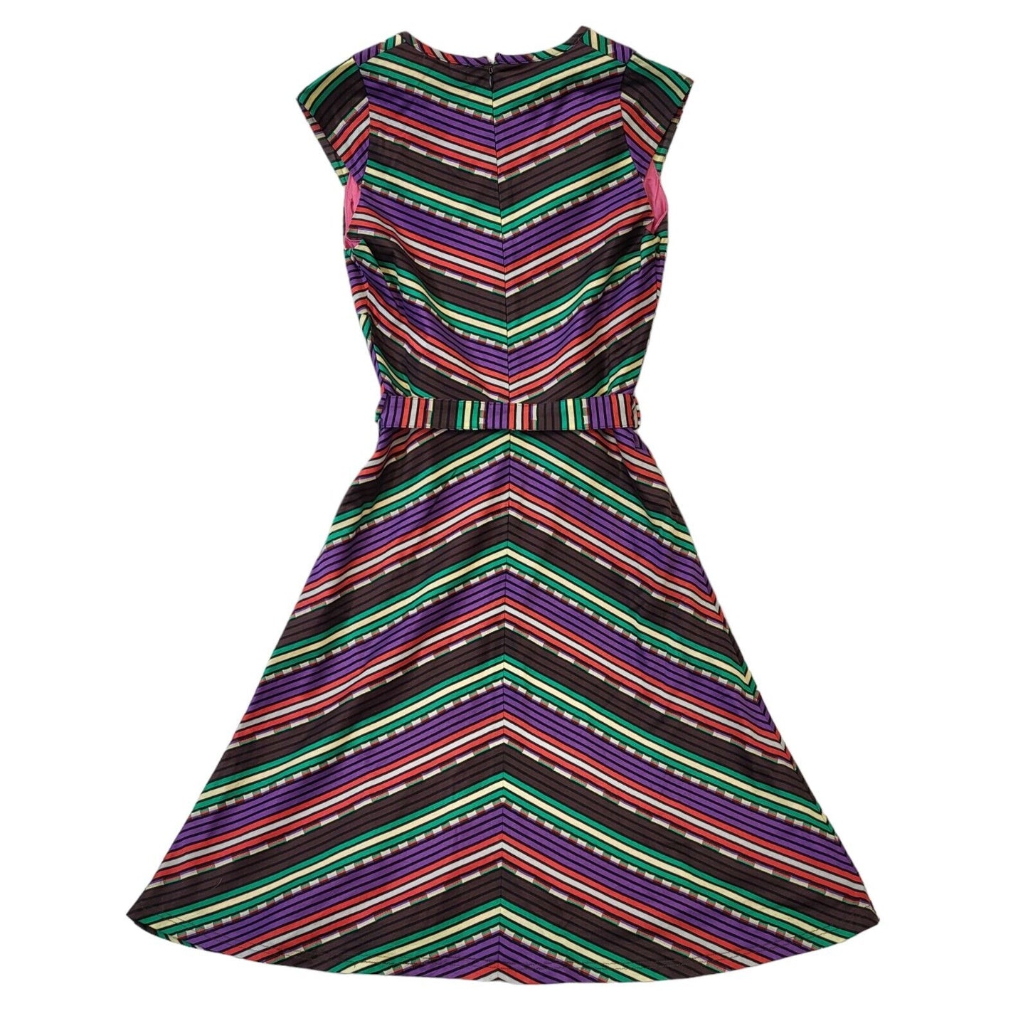 Naf Naf 90s Vintage Multicoloured A-Line Belted Dress Women's Size 10