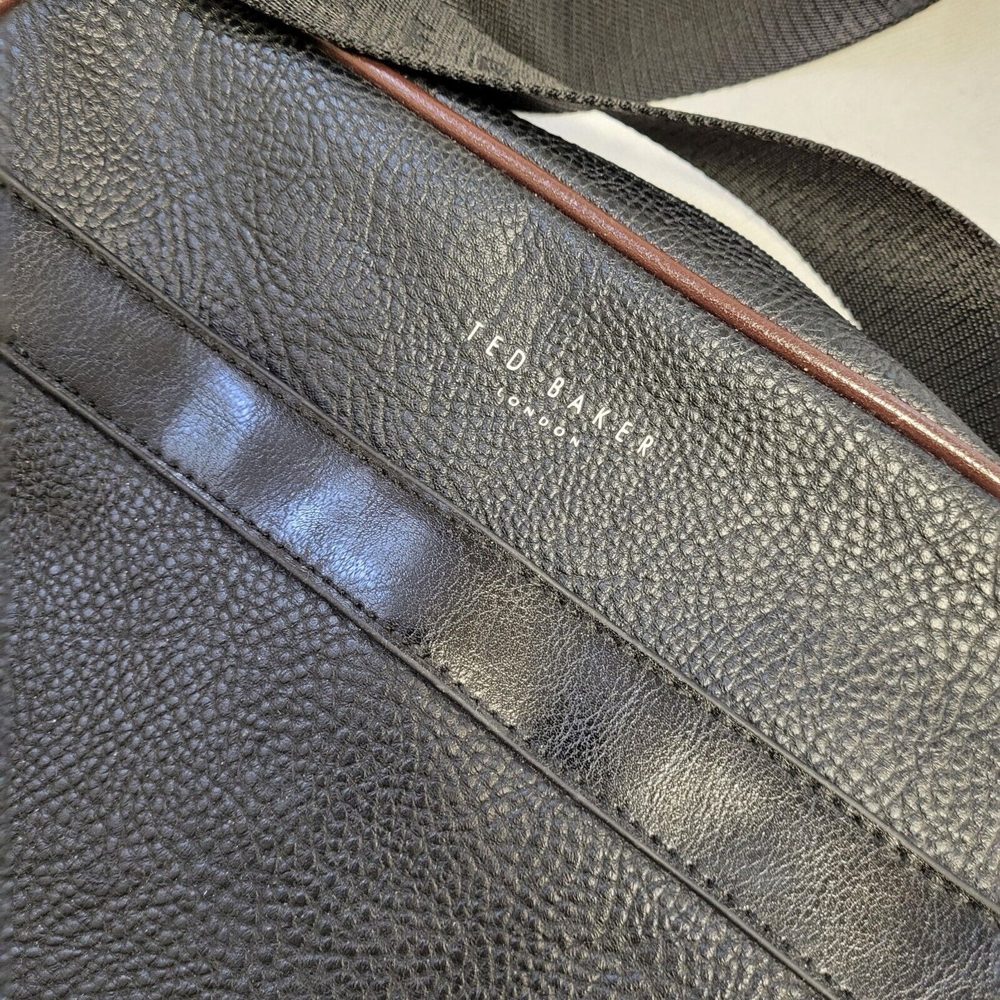 Ted Baker Black Brown Messenger Cross Body Bag 12"x 12"