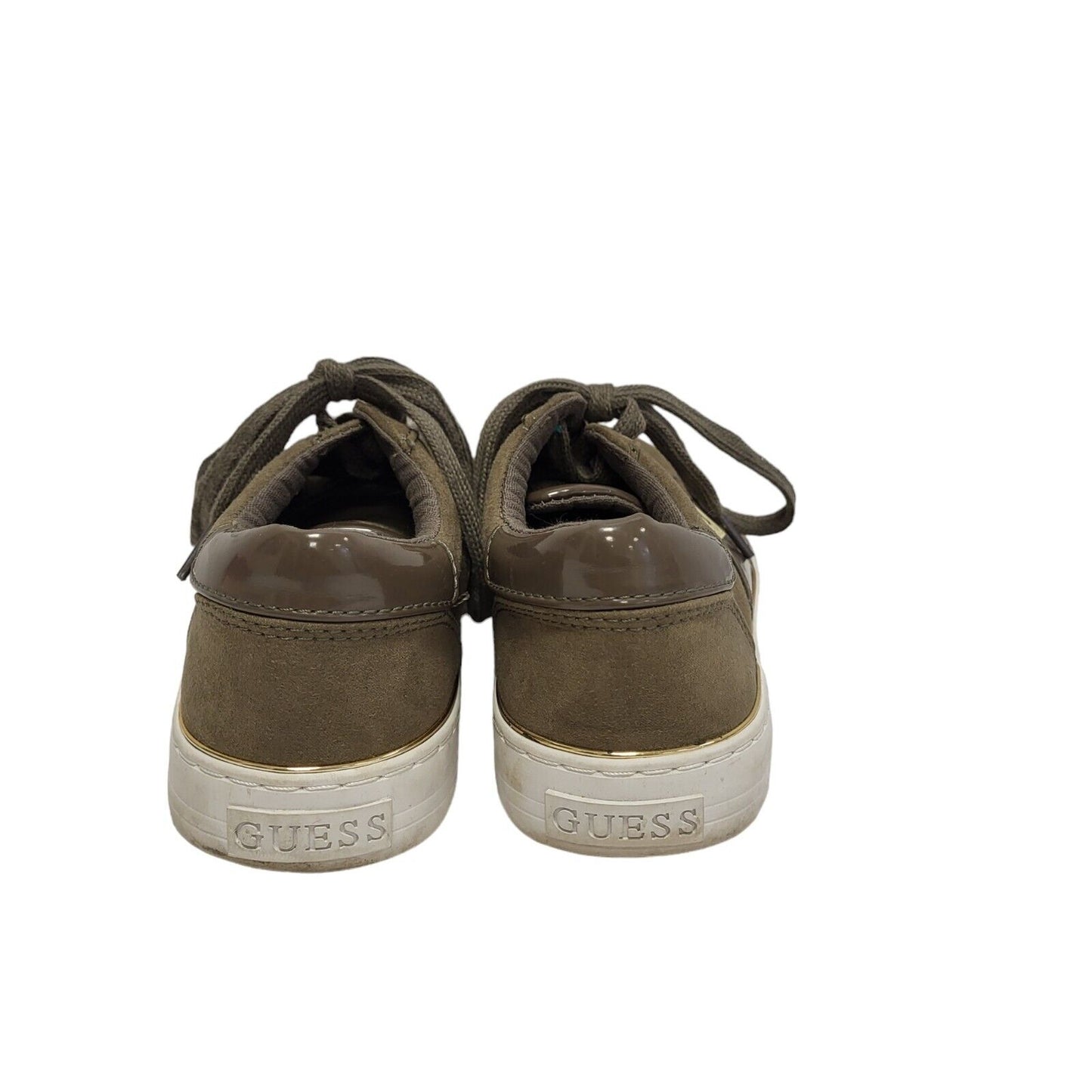 Guess Khaki Suede Leather Lace-up Low Top Flat Trainers Women's Uk 4