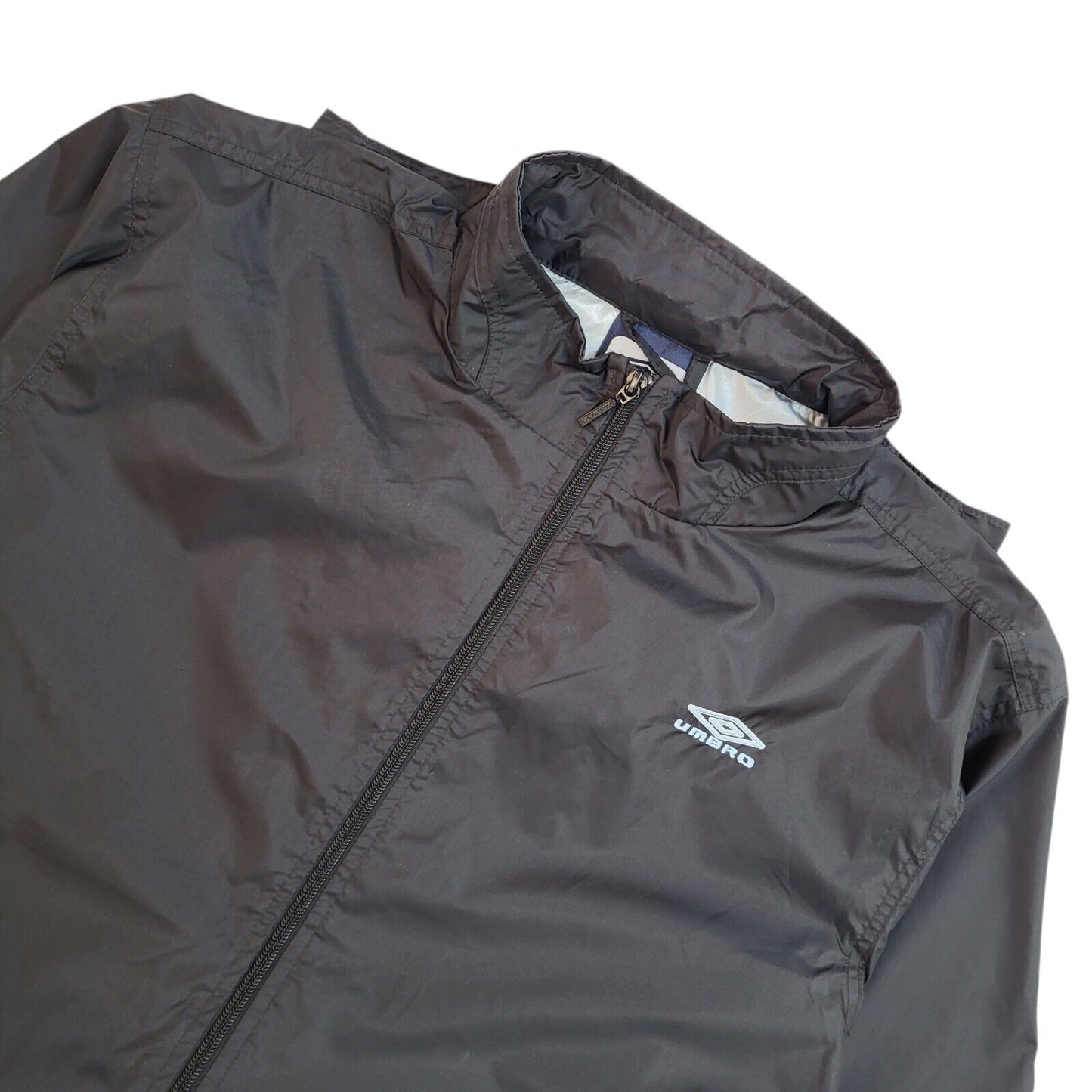 Umbro Y2K Black Zipped Hooded Windbreaker Jacket Uk Boy's Size XL
