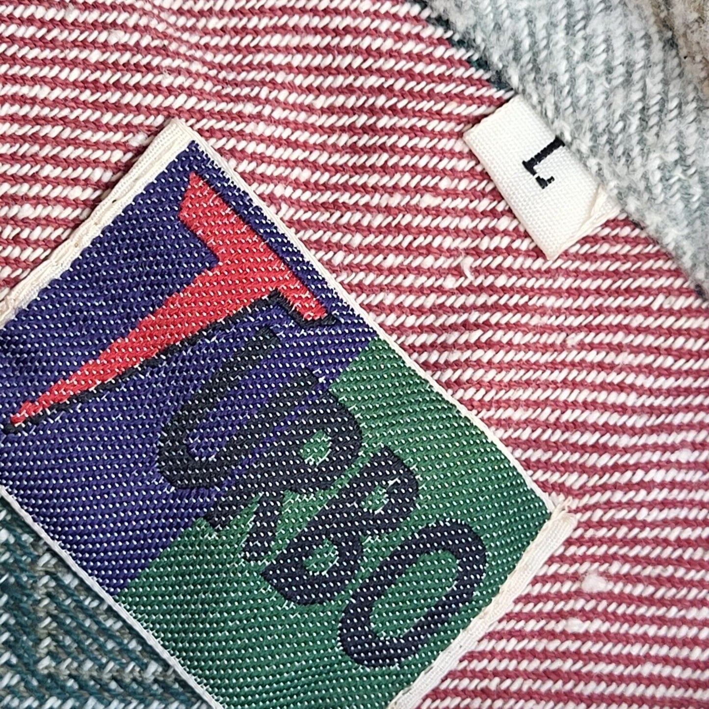 Turbo 90s Pink & Green Geometric Long Sleeve Flannel Shirt Uk Men's Size Large