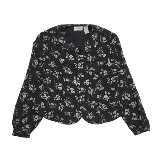 Liz Claiborne Vintage 90's Black & White Floral Blouse Womens UK Size 10