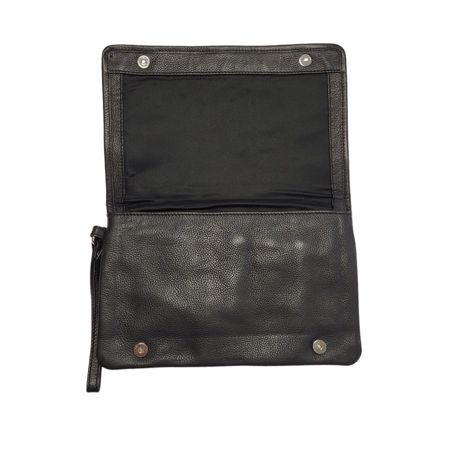 Betty Jackson Black Leather Clutch Bag Uk Women's Size 11" x 7"