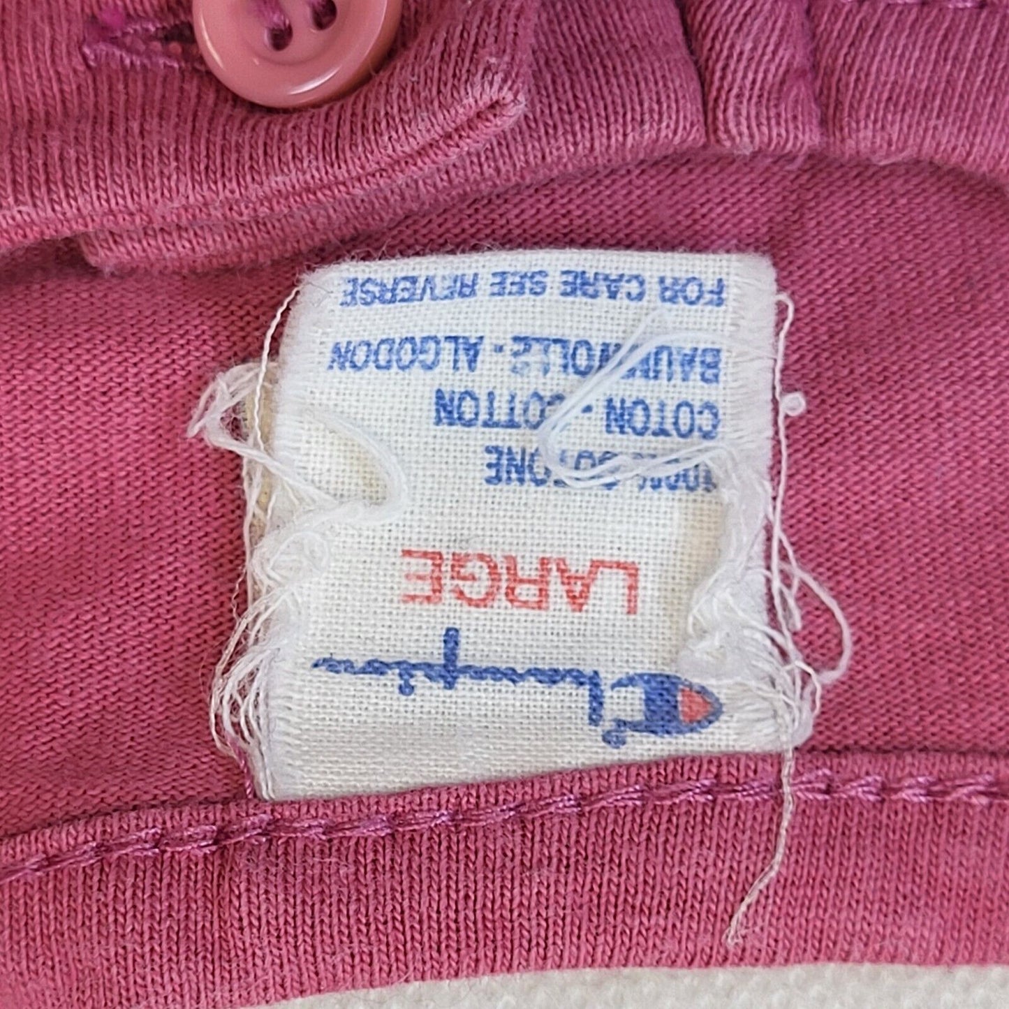 90s Vintage Champion Pink 1/4 Button Sweatshirt Jumper Men's Size Large