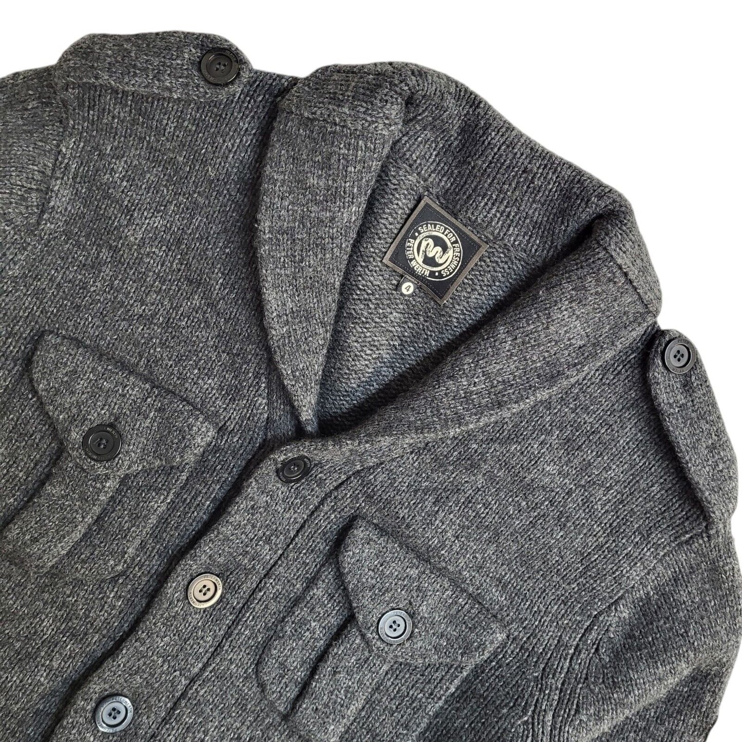Peter Werth 90s Grey Wool Button Jacket Uk Men's Size Medium