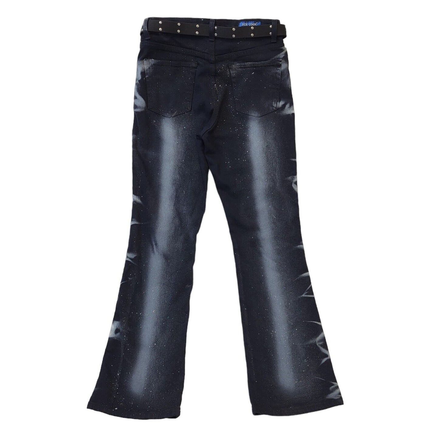Ice Cool Y2K Vintage Black Glitter Bootcut Denim Jeans Women's Size 16 W34 L29