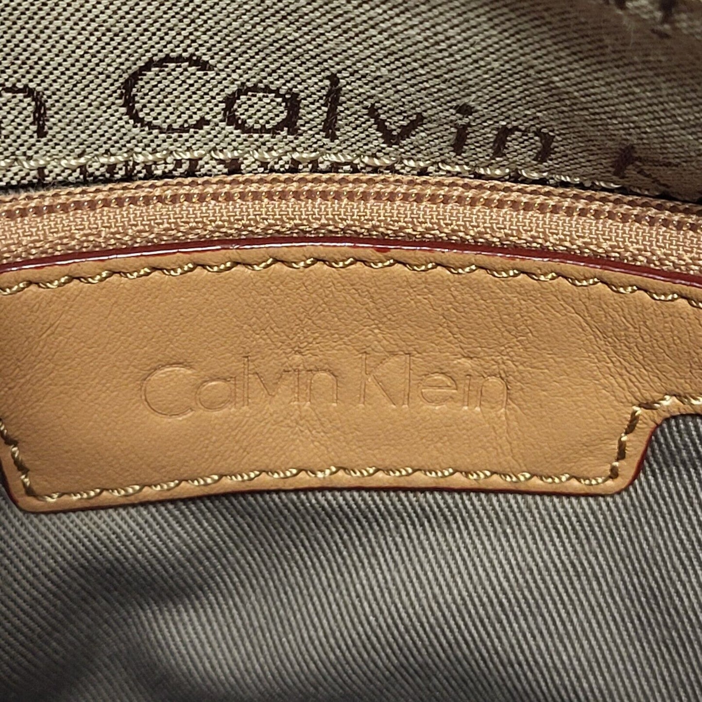 Calvin Klein Beige Leather Hand Bag / Shoulder Bag Uk Women's 5.5" x 9"
