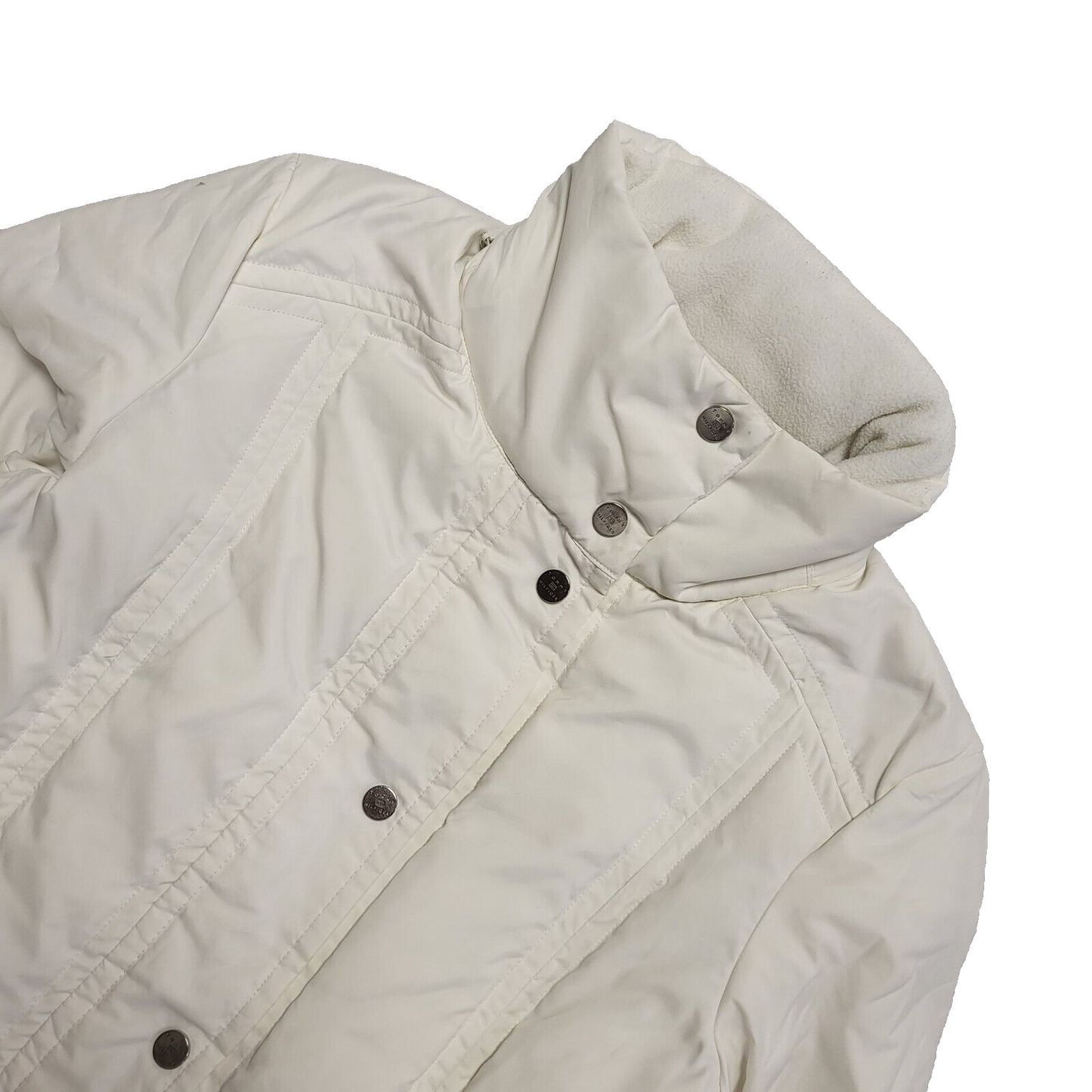 Tommy Hilfiger Vintage Y2K White Snap & Zip Jacket Womens UK Size S