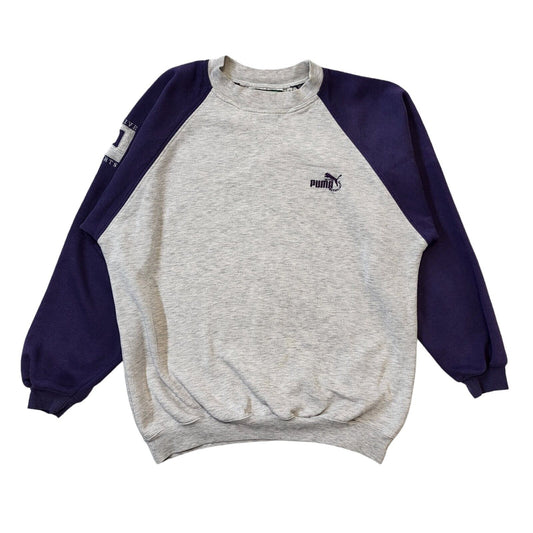Puma 90s Vintage Grey & Purple Crew Neck Sweatshirt Men's Size XL