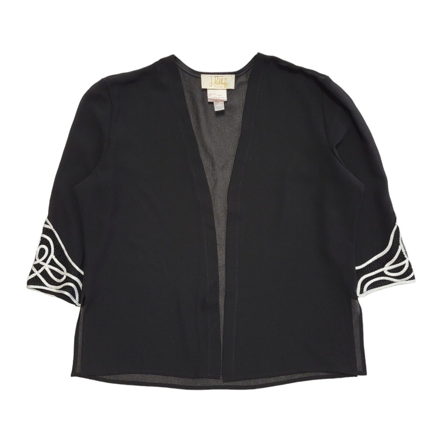 J.Ribboff Y2K Black & White Open Front Sheer Cardigan Womens UK 16
