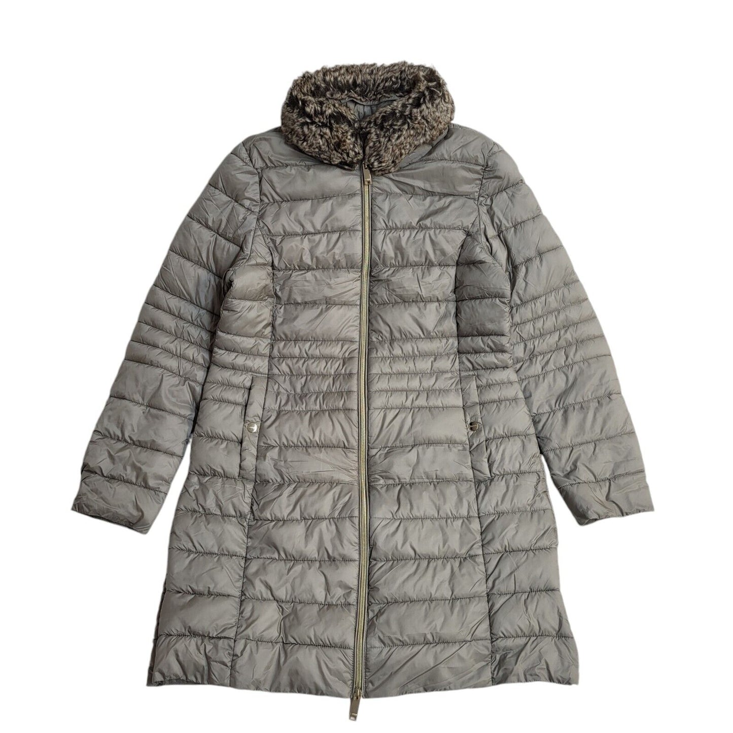 Esprit Grey Vintage 80s Zipped Quilted Rain Coat Uk Women's Size M