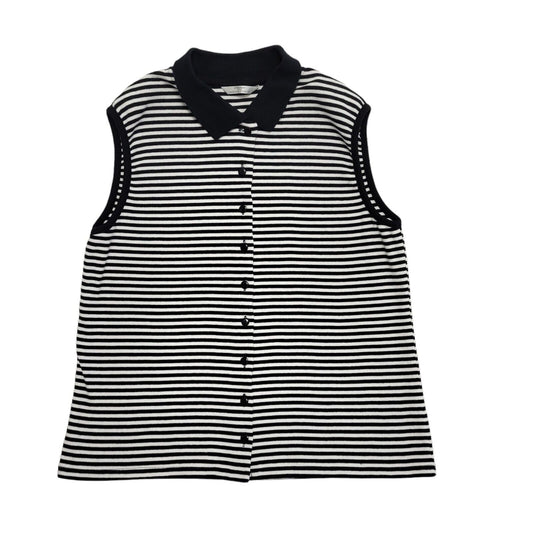 M&S Vintage 90's Sleeveless Button Up Blue & White Stripe Womens Top Size 16