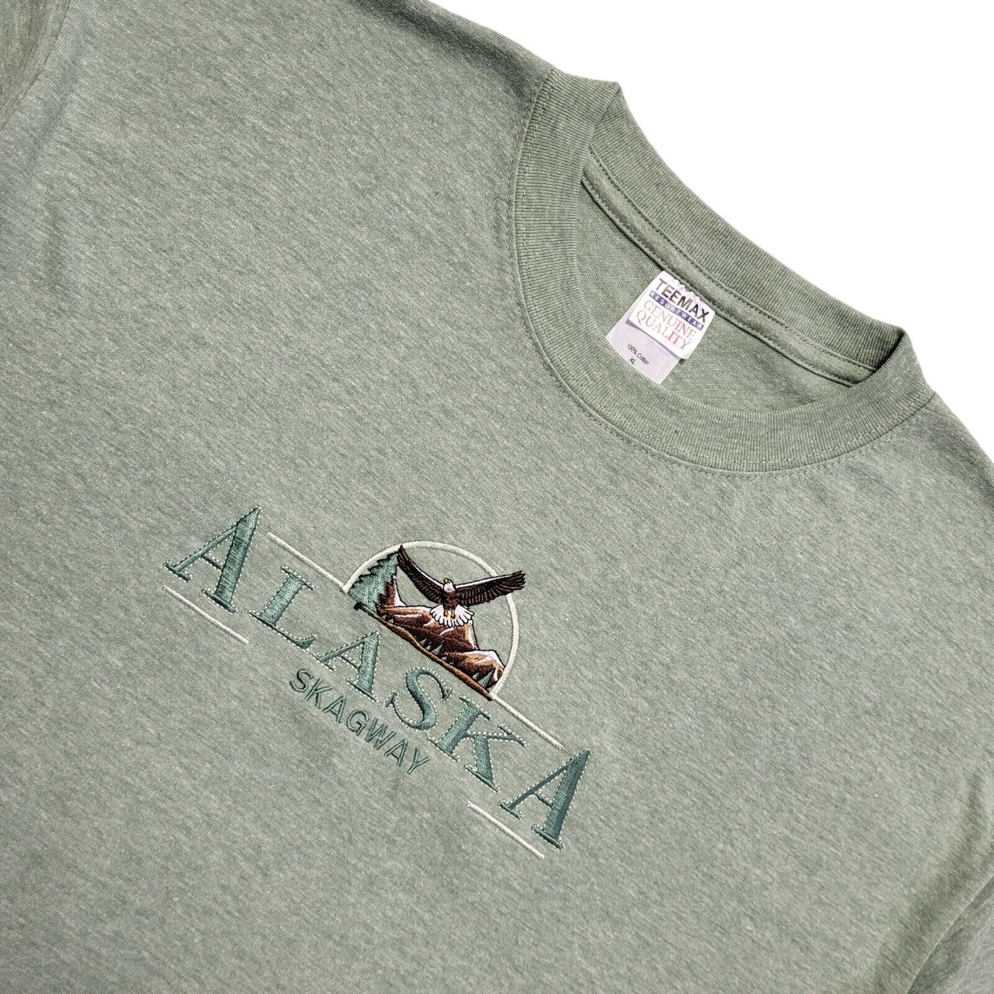 Alaska Skagway Teemax Green Vintage 90s Short Sleeve T-Shirt Uk Men's XL