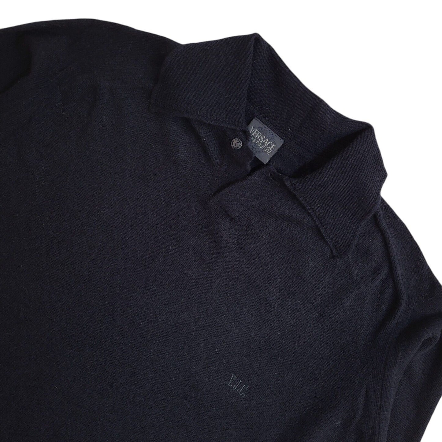 Versace Vintage 90's Navy Blue Wool Jumper UK Men's Size Small