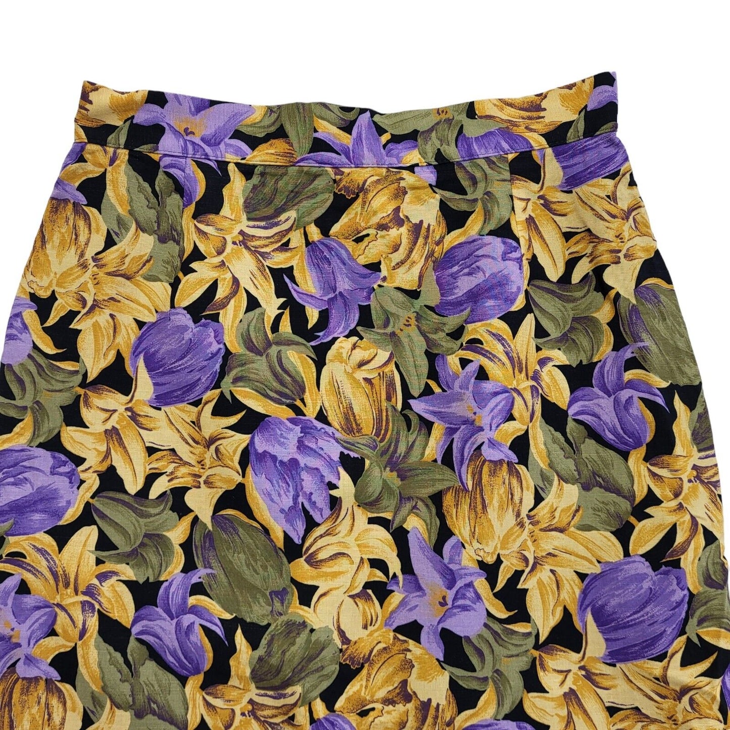 Marks and Spencer Vintage 90's Yellow & Purple Floral Skirt Womens UK 14 W28