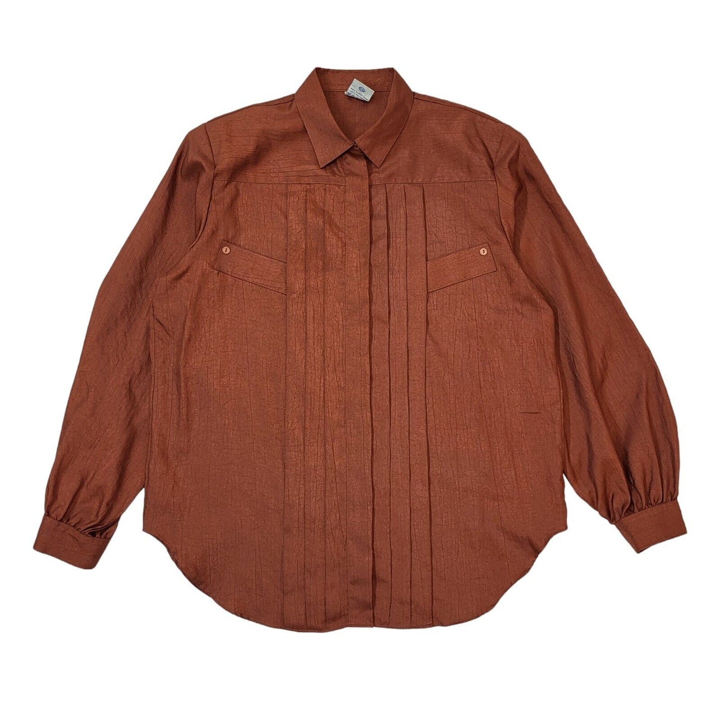 Yessica C&A 80s Vintage Brown Long Sleeve Blouse Women's Size 18 Eu 46